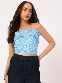 DressBerry Cutie Couture Floral Printed Smocked Tube Top