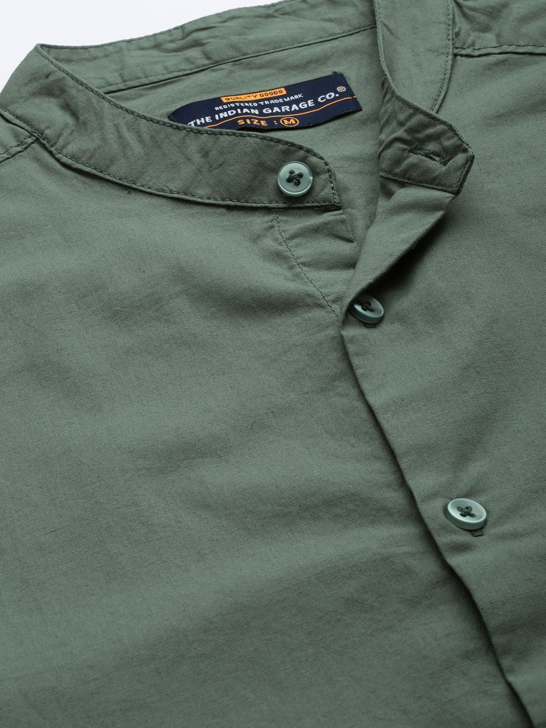 The Indian Garage Co Men Olive Green Solid Casual Shirt