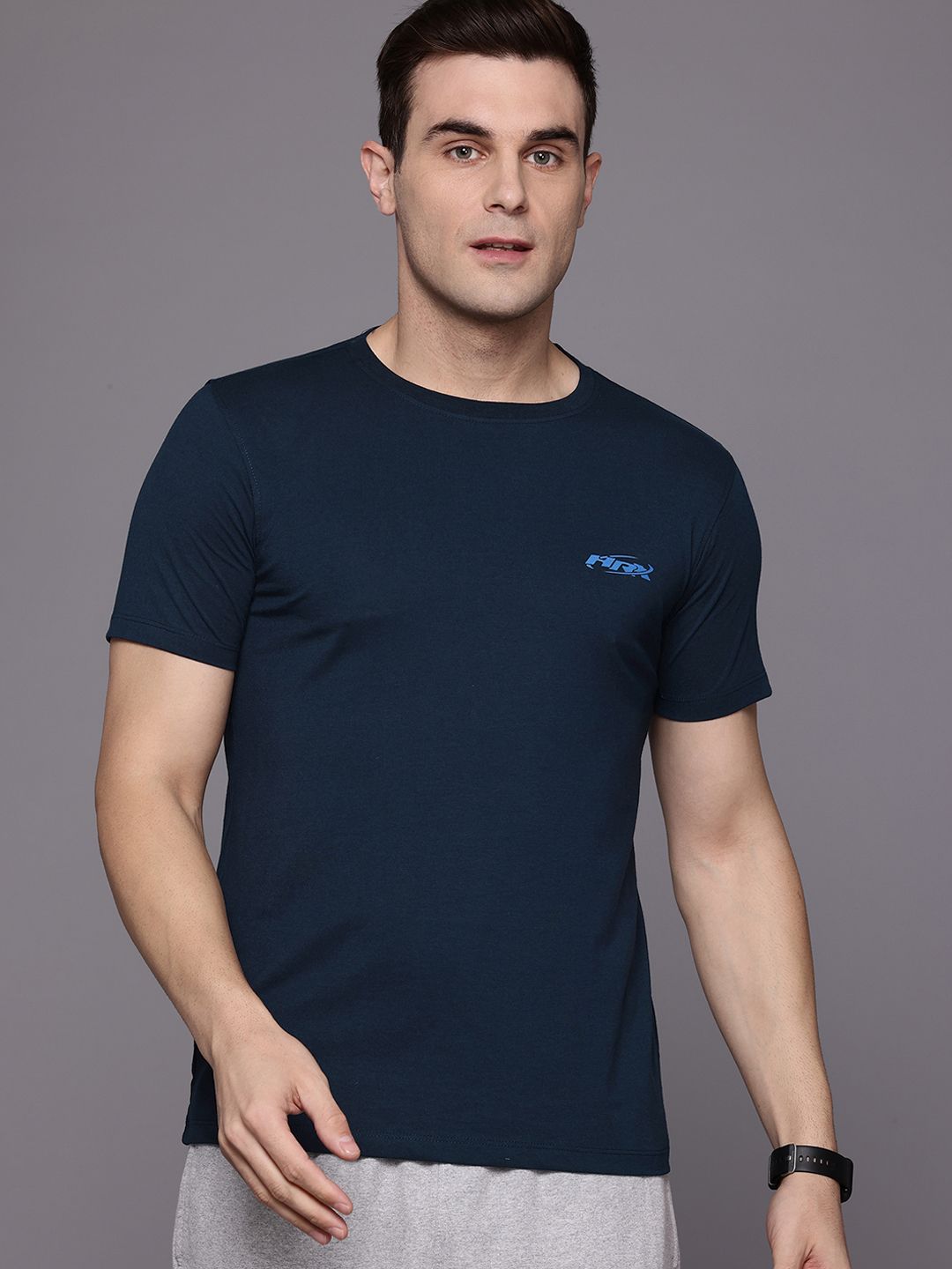 HRX by Hrithik Roshan Typography Print Indigo T-shirt