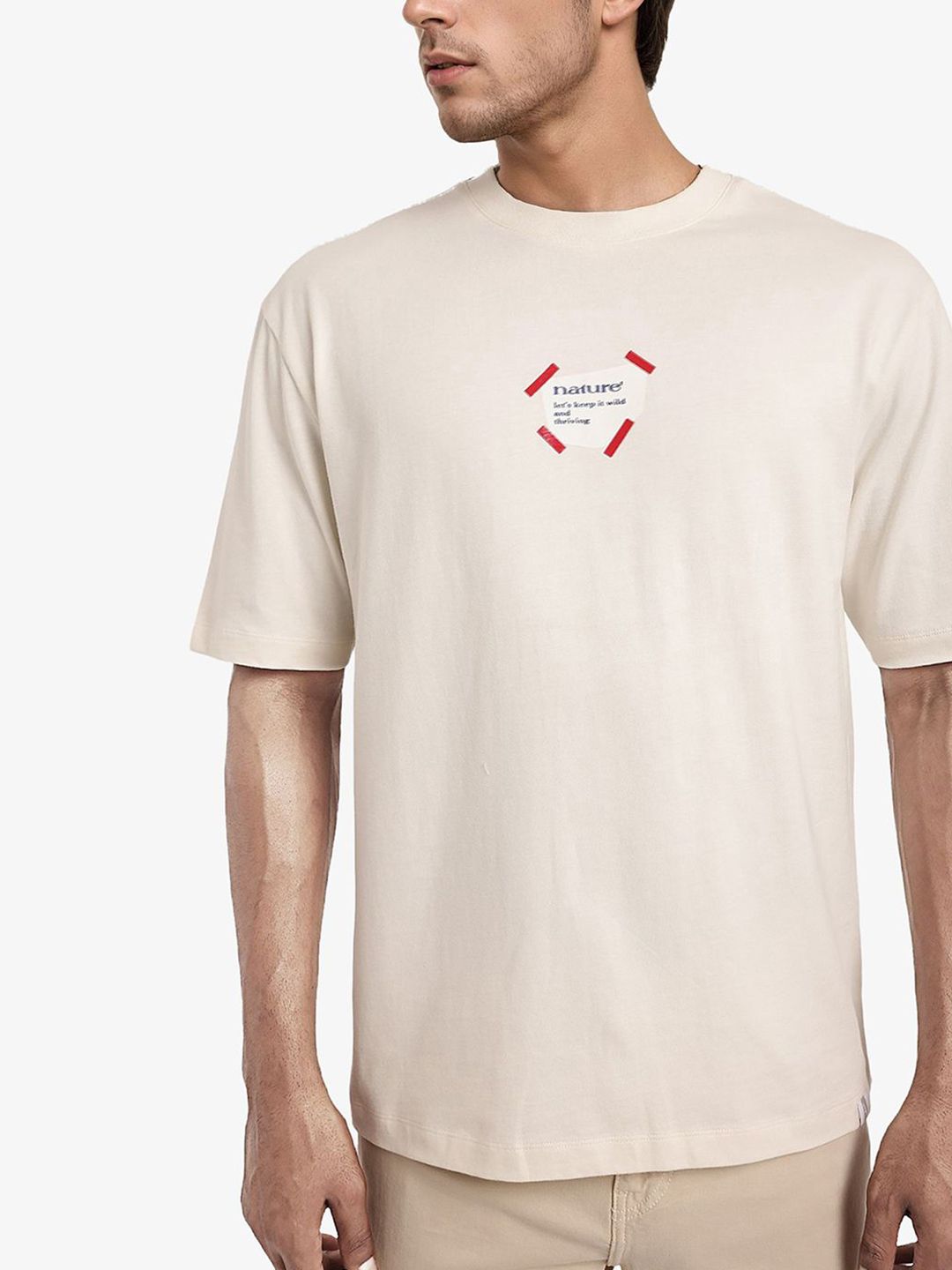 RARE RABBIT Men Graphic Printed Graphic Print Others Round Neck Cotton Oversized T-Shirt