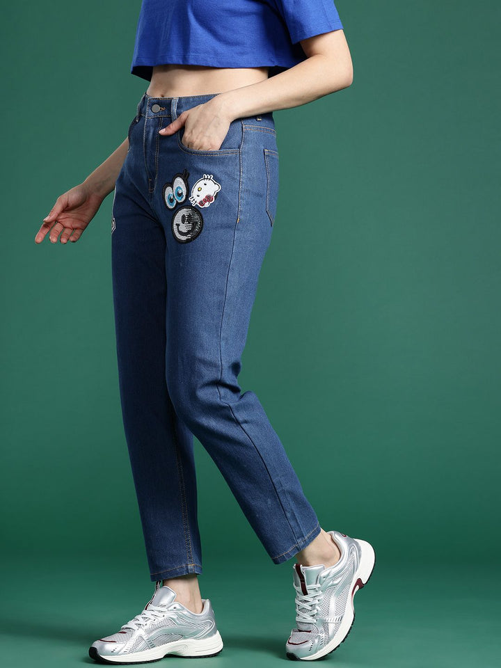 DressBerry Women Boyfriend Fit Embellished Jeans