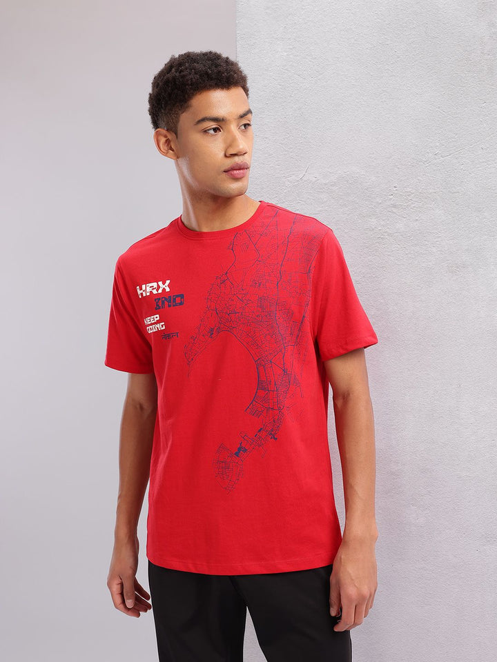 HRX by Hrithik Roshan Geometric Printed Casual T-shirt