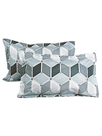 Story@home White & Olive Green Geometric Cotton 186 TC Queen Bedsheet With 2 Pillow Covers