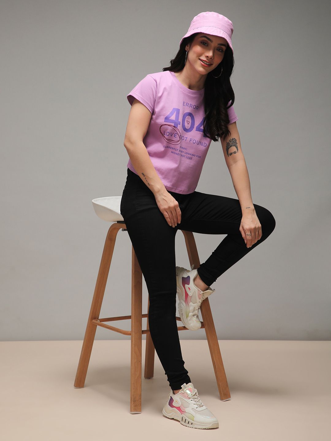 DILLINGER Women Regular Cropped Crew Neck Printed Tshirt