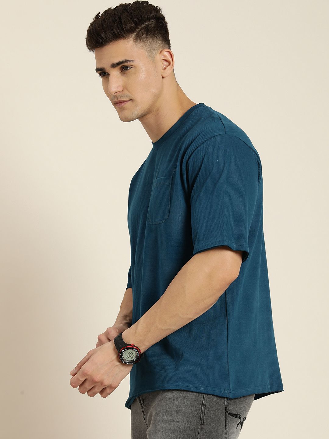 DILLINGER Men Honeycomb Structure Oversized Pocket T-shirt