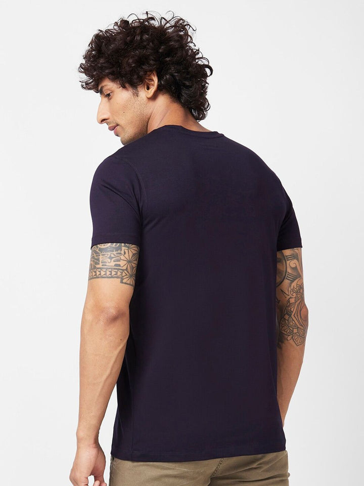 SPYKAR Typography Printed V-Neck Slim Fit Cotton Casual T-Shirt
