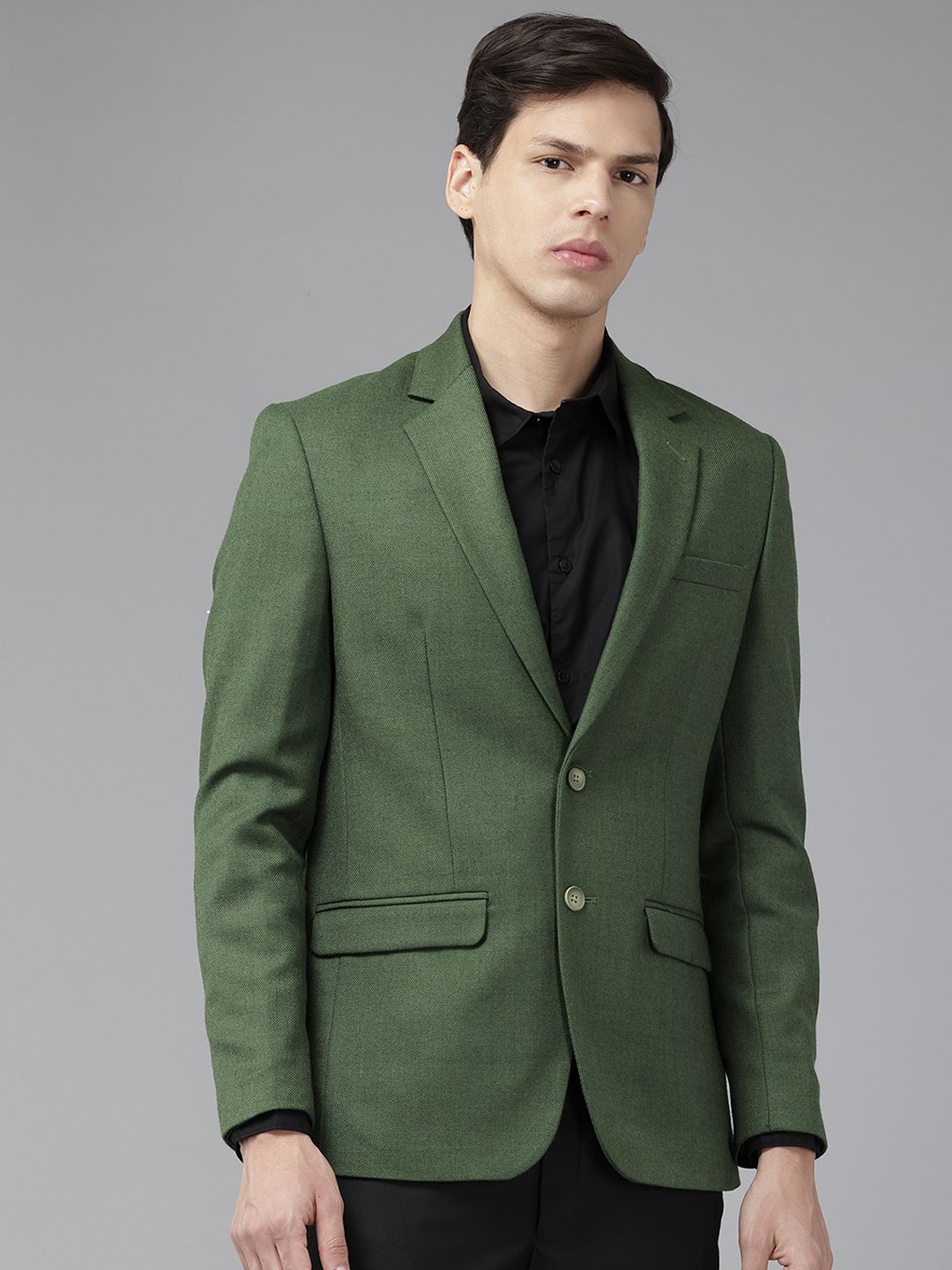 Park Avenue Notched Lapel Collar Single-Breasted Formal Blazer