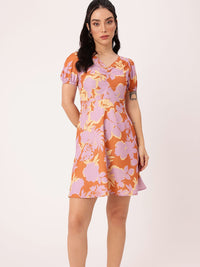 DressBerry Charming Blossom Printed Gathered A-Line Mini Dress