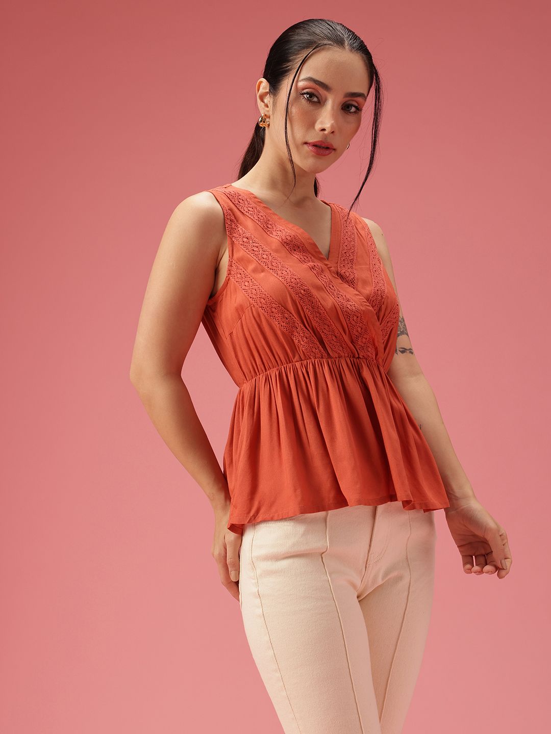 DressBerry Lace Inserts A-line Top