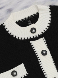 Tokyo Talkies Black Cable Knit Acrylic Crop Cardigan Sweater