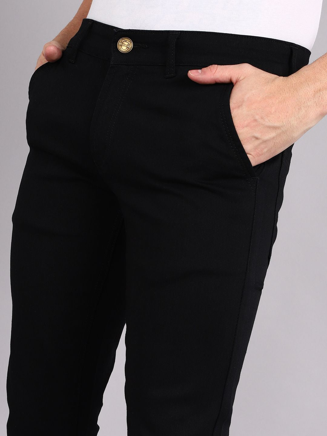 Urbano Fashion Men Black Slim Fit Mid-Rise Clean Look Stretchable Jeans