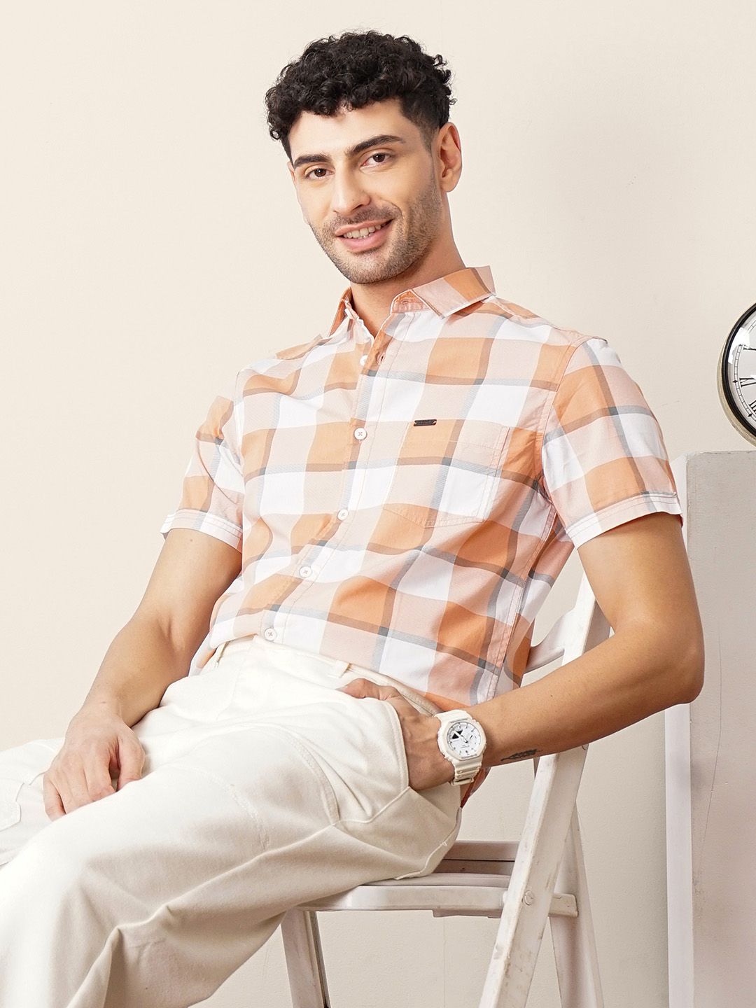 The Indian Garage Co Pure Cotton Checked Casual Shirt