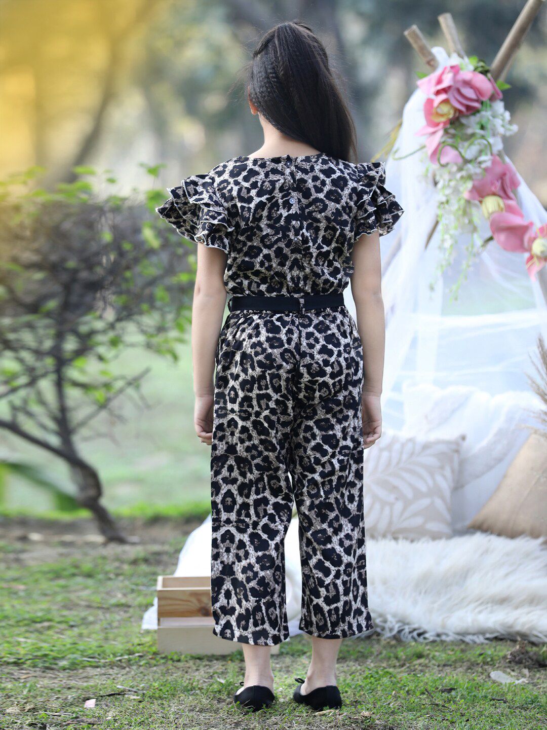 Cutiekins Girls Printed Basic Jumpsuit With Ruffles