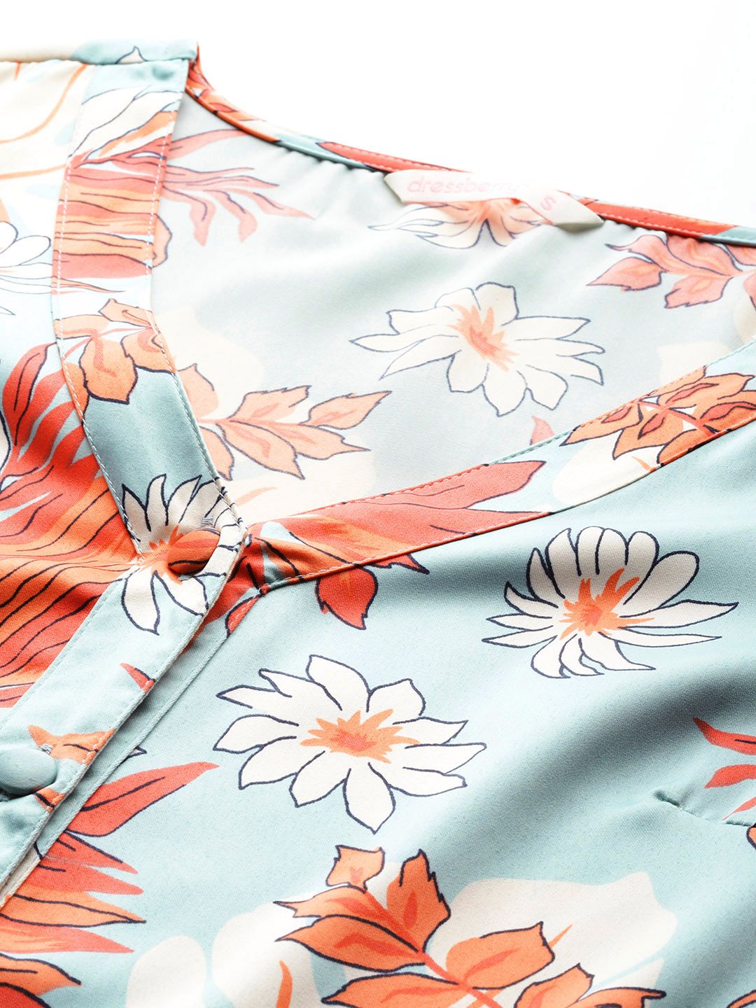 DressBerry Floral Print Bishop Sleeve A-Line Dress