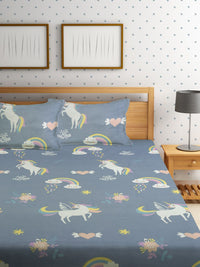 HOSTA HOMES Cartoon Characters 210 TC Queen Bedsheet with 2 Pillow Covers