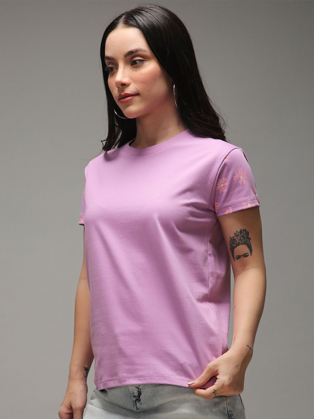 DILLINGER Women Regular Fit Crew Neck Sleeve Printed Tshirt