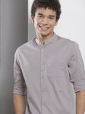 The Indian Garage Co Men Lavender Solid Pure Cotton Casual Shirt