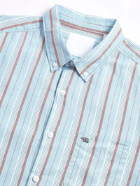 THE BEAR HOUSE Slim Fit Striped Spread Collar Cotton Casual Shirt