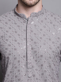Jompers Floral Embroidered SequinnedStraight Kurta With Pyjamas