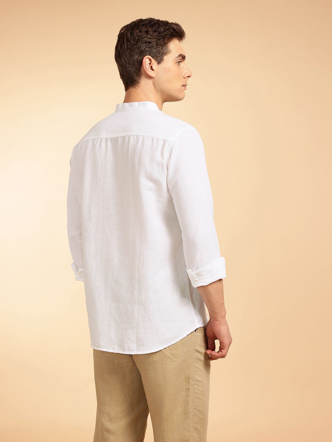 Sambungan Perancis Slim Fit Mandarin Linen Shirt