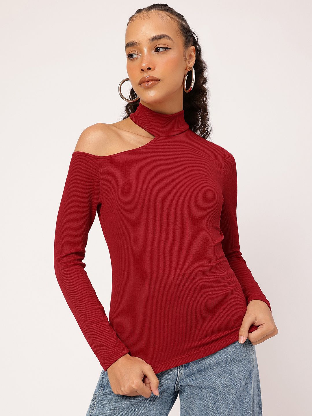 DressBerry Crimson Crush Cut Out Ribbed Top