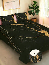 Moda Rapido X KLOTTHE Cadar King 400 TC Warna Hitam & Emas dengan 2 Sarung Bantal