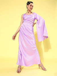 Athena Women Elegant Lavender Solid Sweetheart Neck Dress