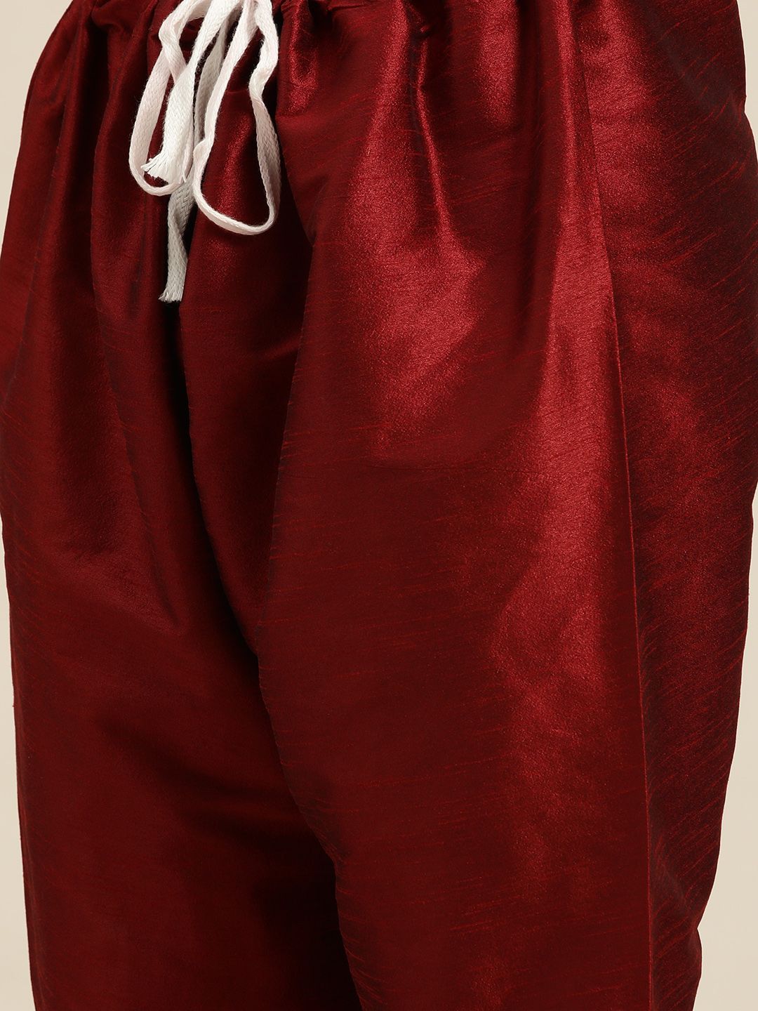 SOJANYA Men Maroon Embroidered Mirror Work Kurta with Churidar