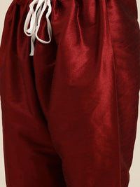 SOJANYA Men Maroon Embroidered Mirror Work Kurta with Churidar