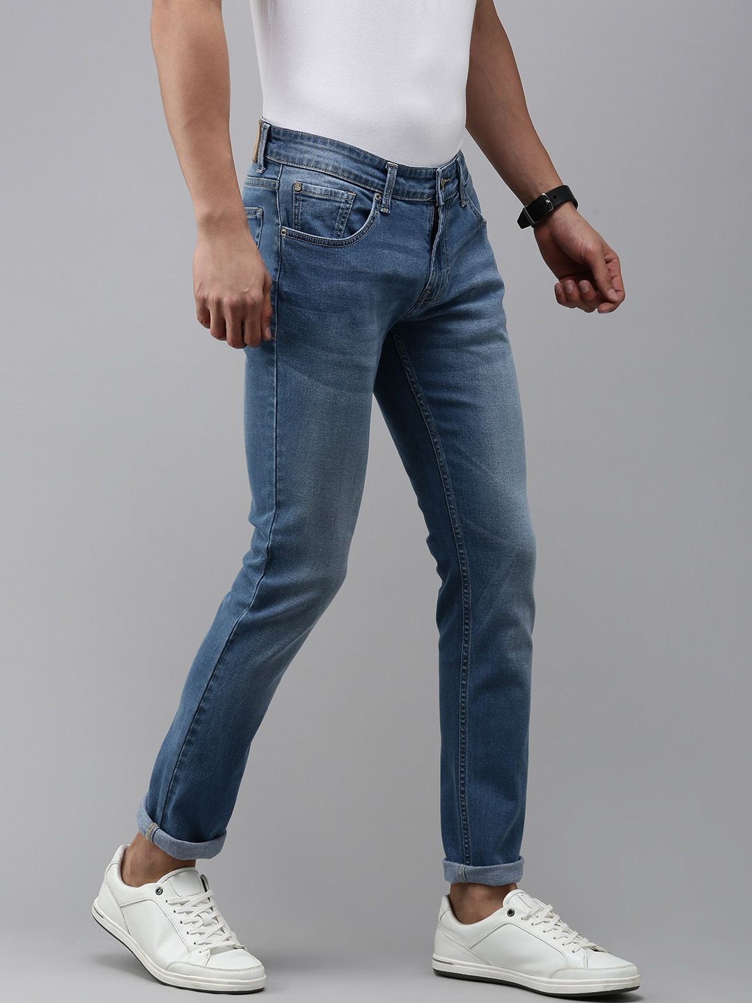 SPYKAR Men Skinny Fit Low-Rise Heavy Fade Stretchable Jeans
