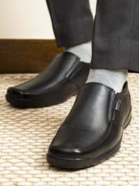 Red Chief Men Black Leather Formal Slip-on Shoes