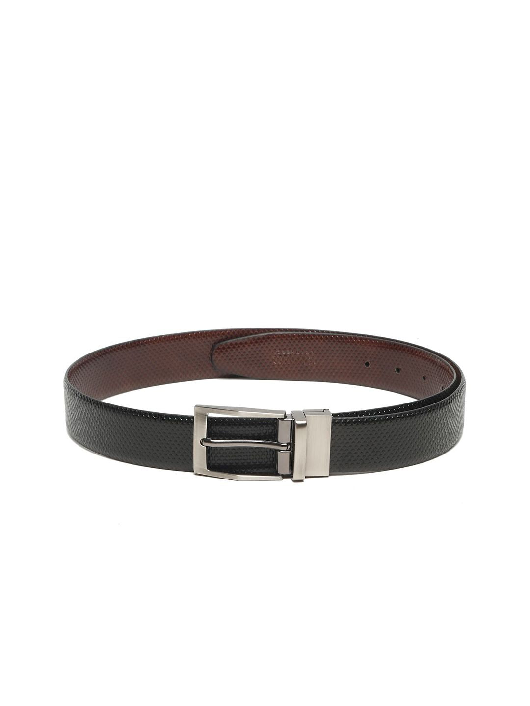 Teakwood Leathers Men Textured Leather Reversible Formal Belt