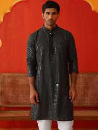Jompers Men Embroidered Regular Sequinned Kurta with Pyjamas