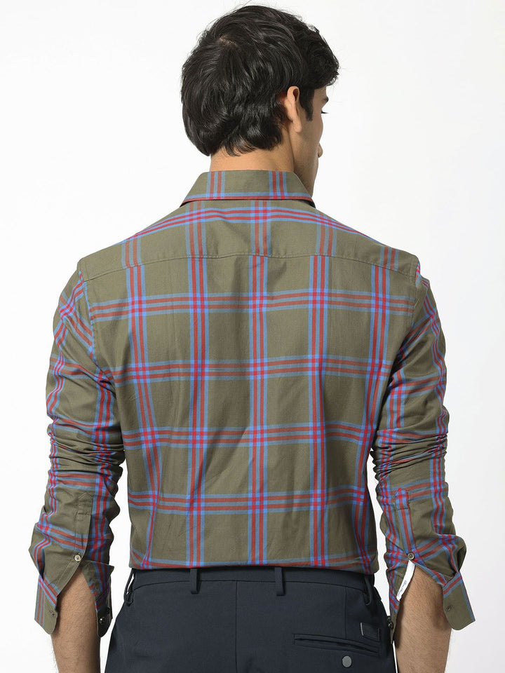 RARE RABBIT Pure Cotton Celluls Slim Fit Tartan Check Shirt