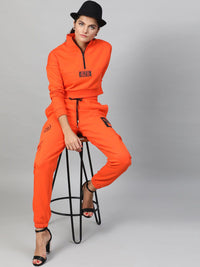 STREET 9 Women Orange Solid Sweatshirt