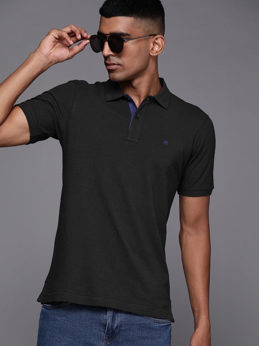 Raymond Men Solid Polo Collar Pure Cotton T-shirt