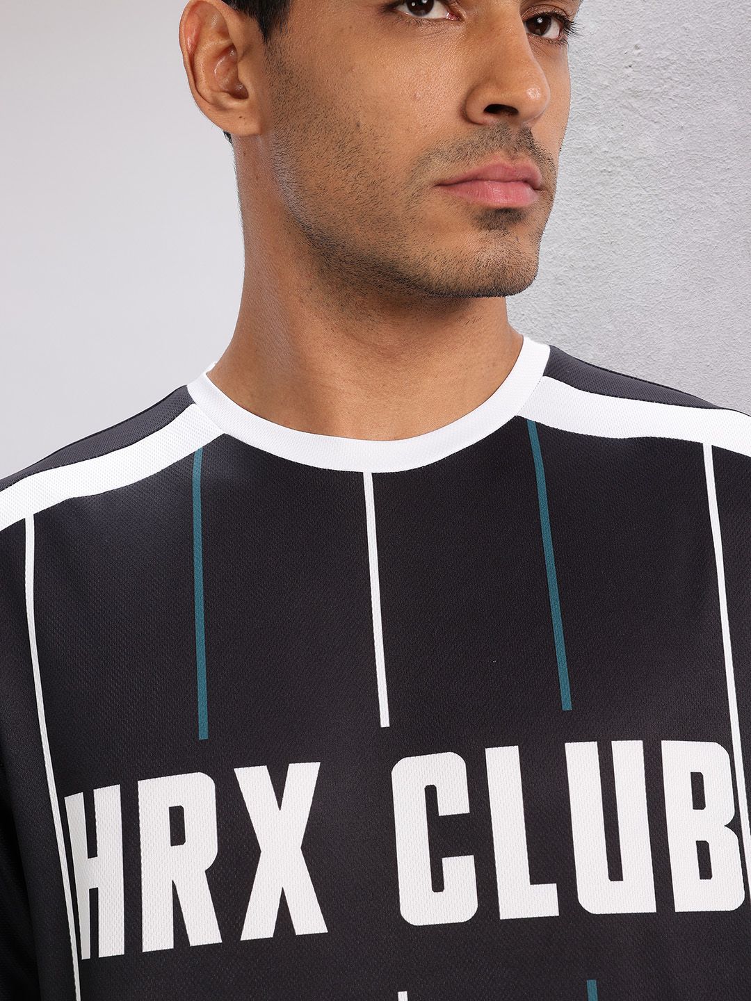 HRX by Hrithik Roshan Monochrome Printed Football Jersey