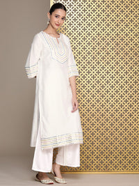 House of Pataudi Embroidered Beads and Stones Jashn Kurta with Palazzos & Dupatta