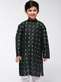 SOJANYA Boys Green & White Ethnic Motifs Printed Straight Kurta