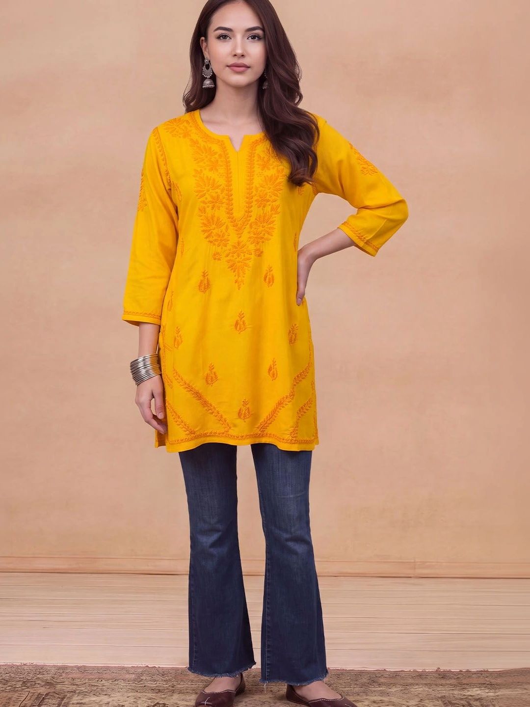 Rumah Wanita Chikankari Sulam Kurta Chikankari