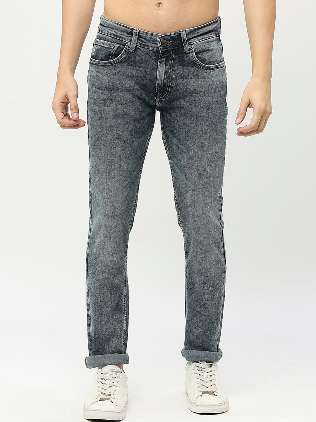 SPYKAR Men Slim Fit Low-Rise Heavy Fade Stretchable Cotton Jeans
