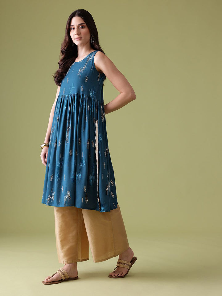 Anouk Geometric Printed Sequinned Kurta