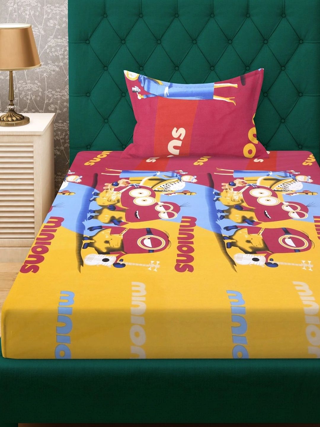 Moda Rapido X KLOTTHE Watak Kartun Kuning 400 TC Cadar Bujang dengan 1 Sarung Bantal