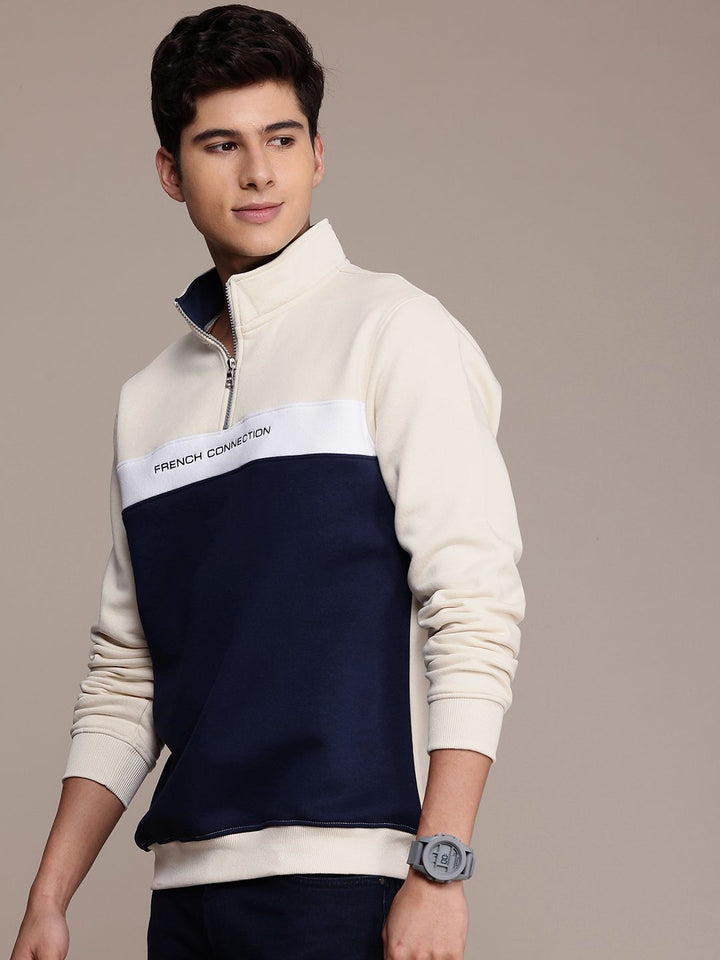 French Connection Colourblocked Mock Collar Sweatshirt