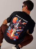 The Indian Garage Co Men Back Printed Boxy Oversized Round Neck T-shirt