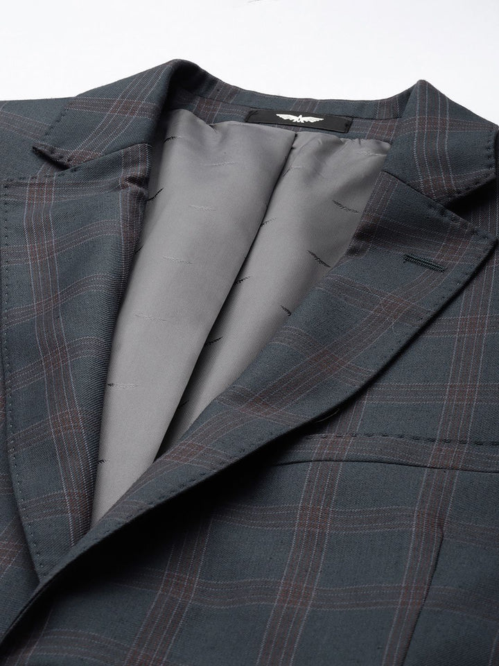 Park Avenue Checked Single Breasted Super Slim Fit 3 Piece Formal Suits