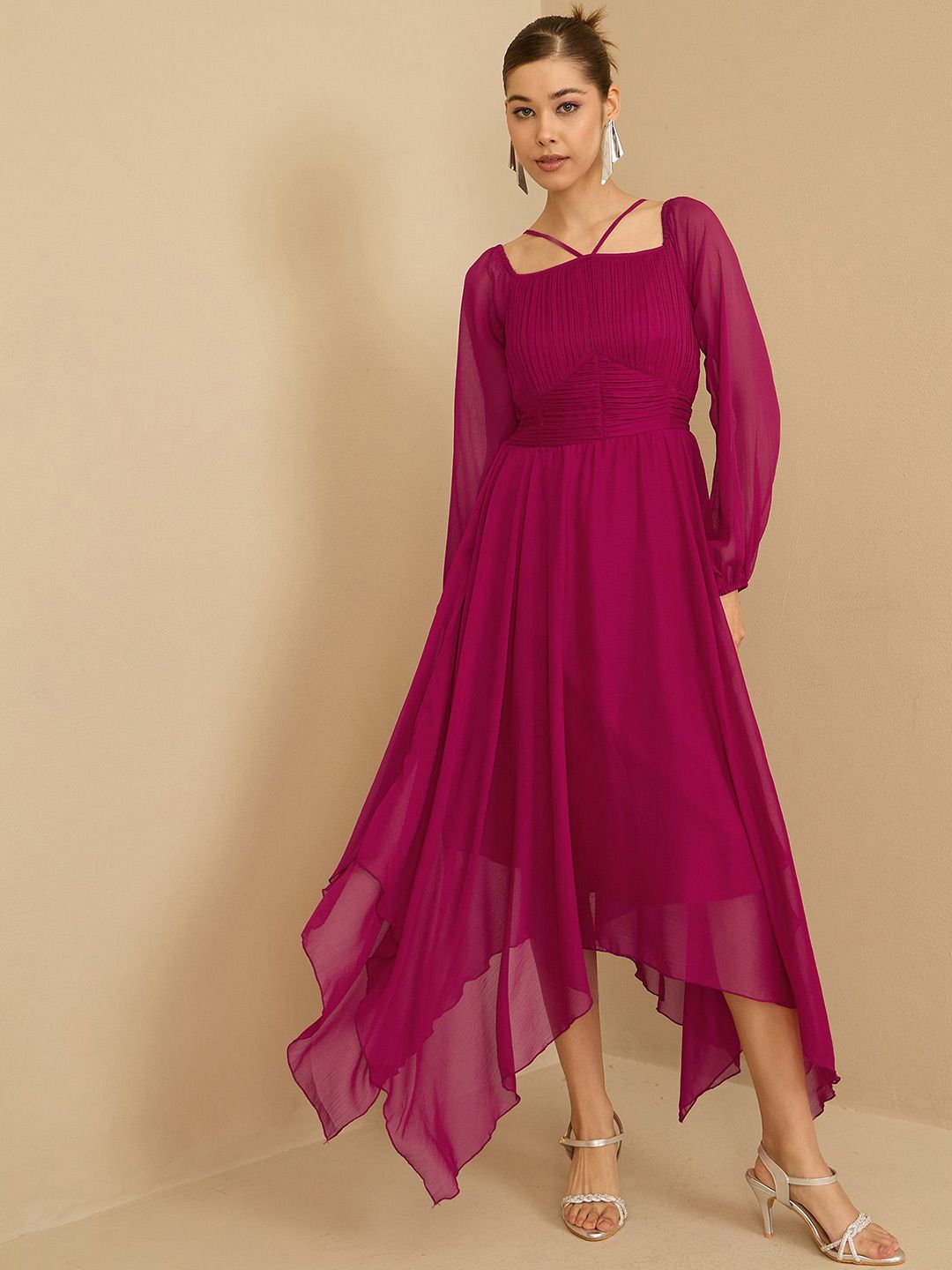 Antheaa Women Chiffon Maxi Midi Dress