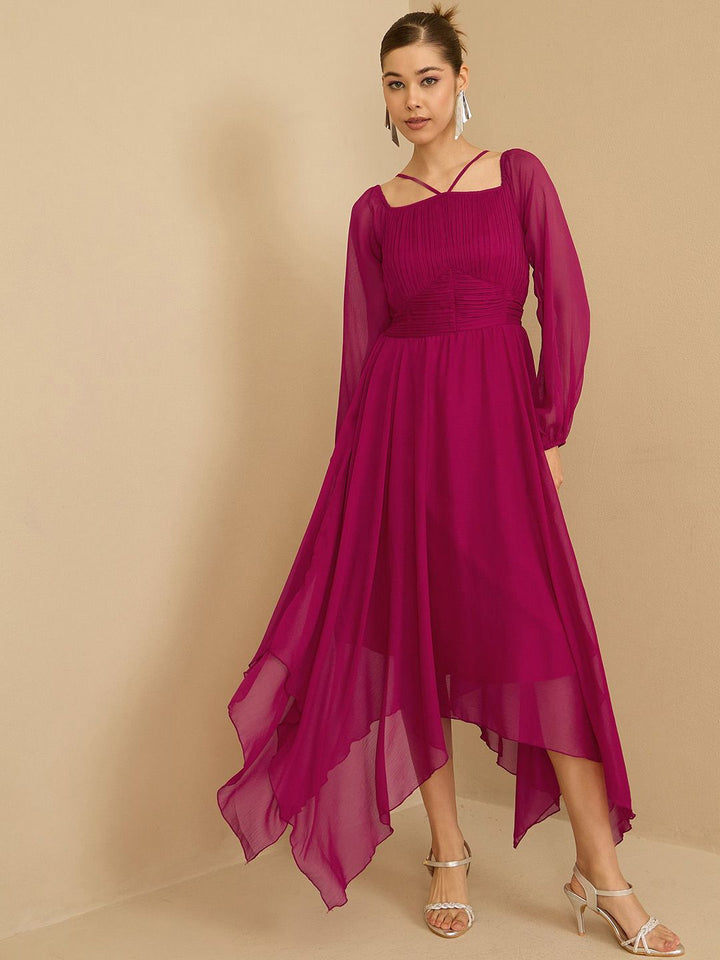 Antheaa Women Chiffon Maxi Midi Dress