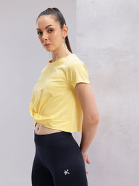HRX by Hrithik Roshan Twisted Front Cotton Cropped Yoga T-shirt