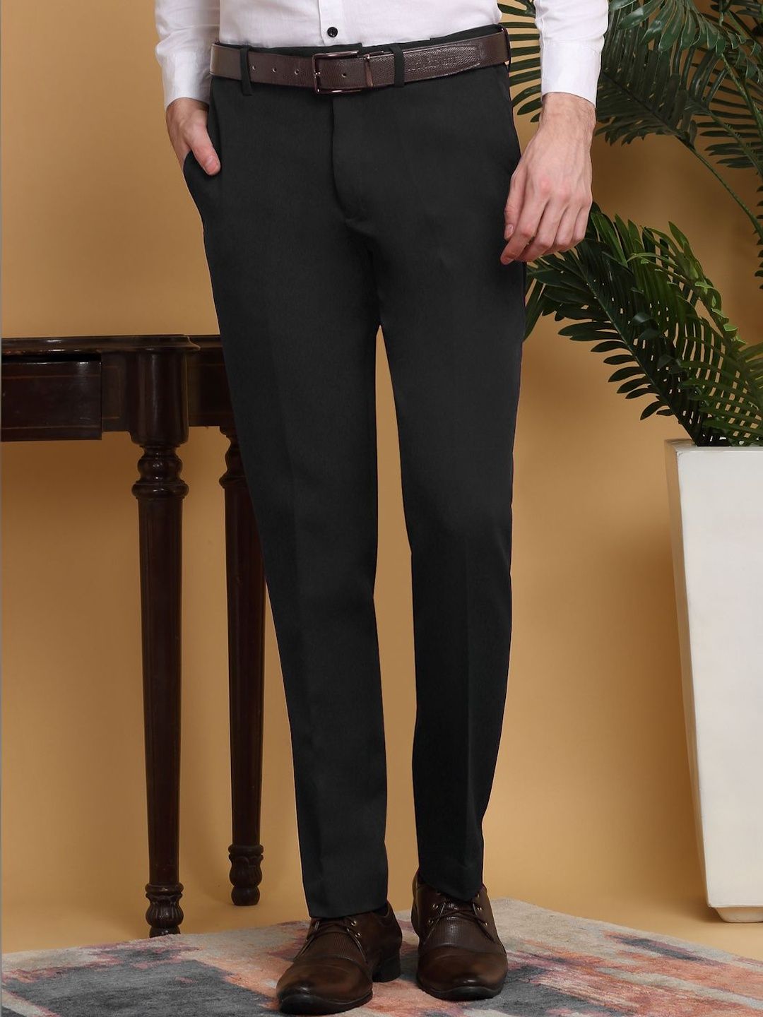 Moda Rapido Men Slim Fit Easy Wash Pleated Trousers